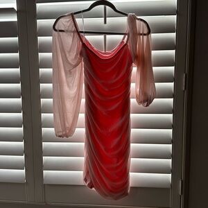 Ruchee Dress color: coral/babypink